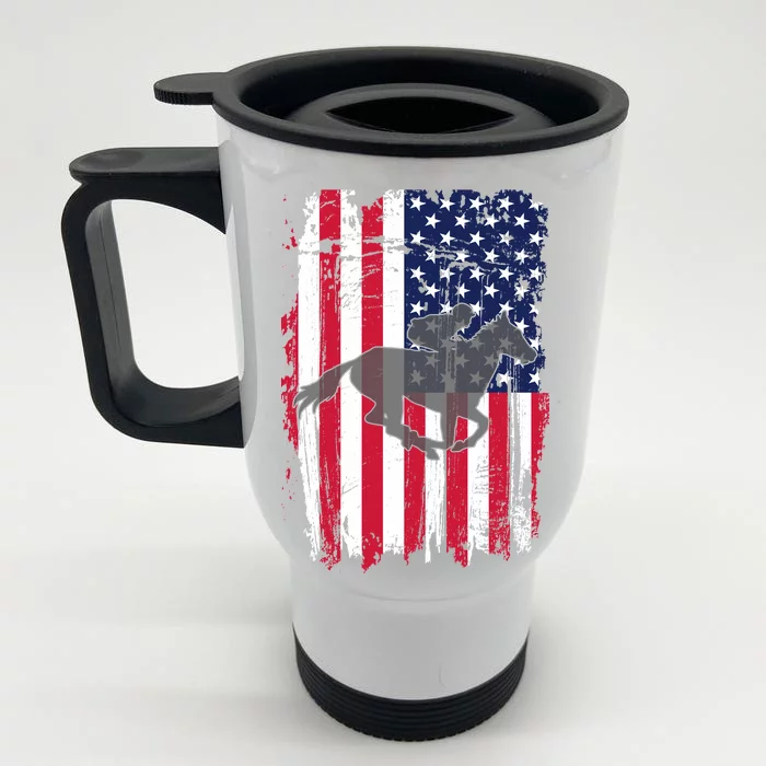 American Horse Racing Flag Front & Back Stainless Steel Travel Mug