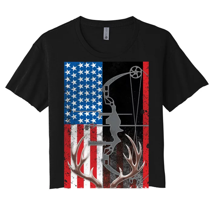 American Hunter USA Flag Women's Crop Top Tee