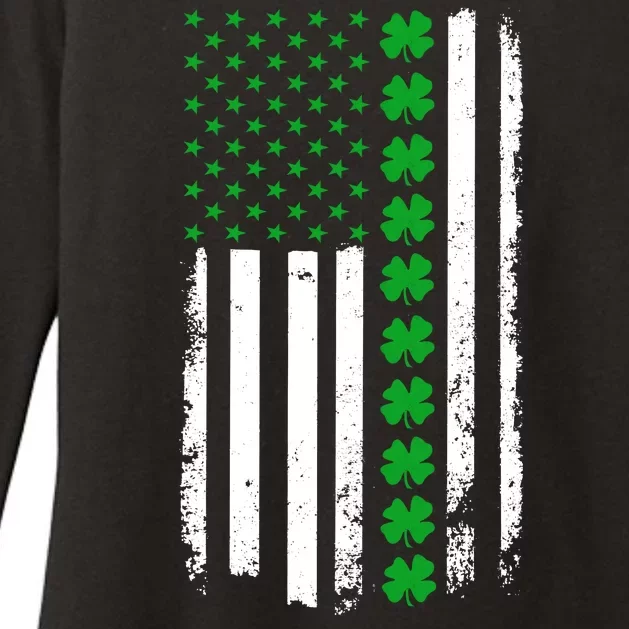 American Irish Clover Flag St. Patrick's Day Womens CVC Long Sleeve Shirt