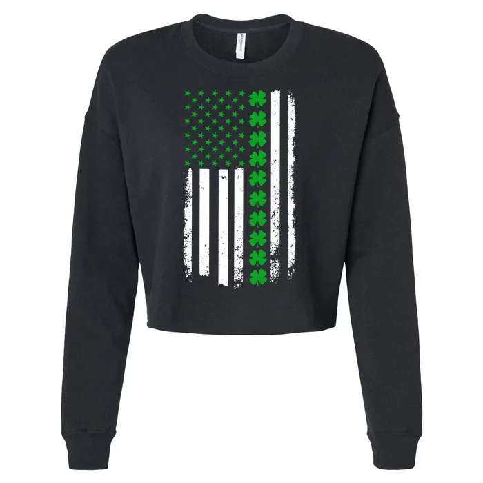 American Irish Clover Flag St. Patrick's Day Cropped Pullover Crew