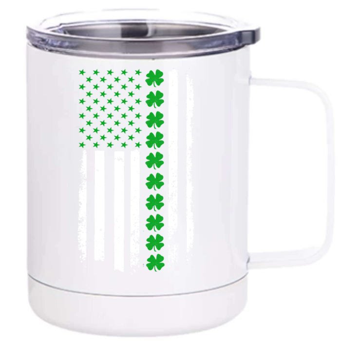 American Irish Clover Flag St. Patrick's Day Front & Back 12oz Stainless Steel Tumbler Cup