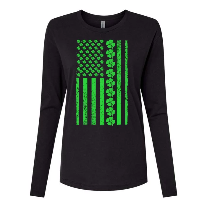 American Irish Clover Vintage Flag Womens Cotton Relaxed Long Sleeve T-Shirt