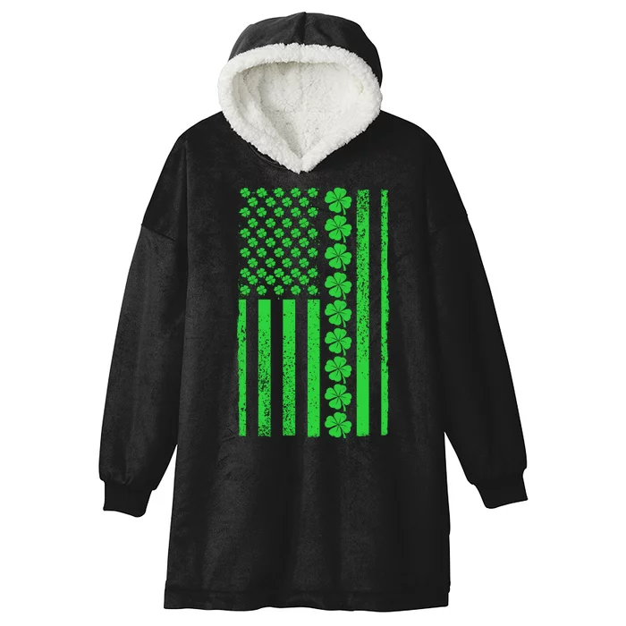 American Irish Clover Vintage Flag Hooded Wearable Blanket