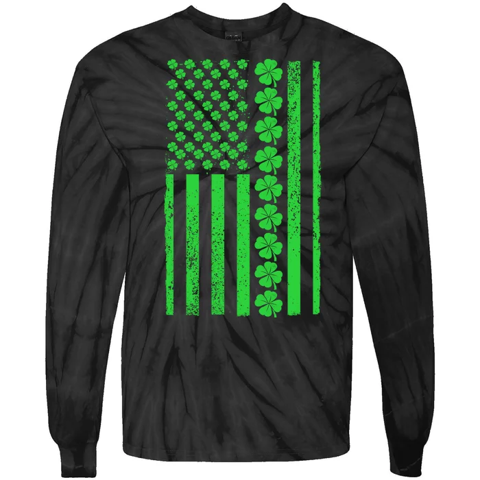 American Irish Clover Vintage Flag Tie-Dye Long Sleeve Shirt