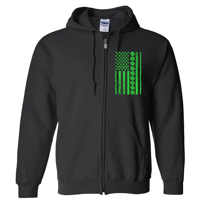 American Irish Clover Vintage Flag Full Zip Hoodie