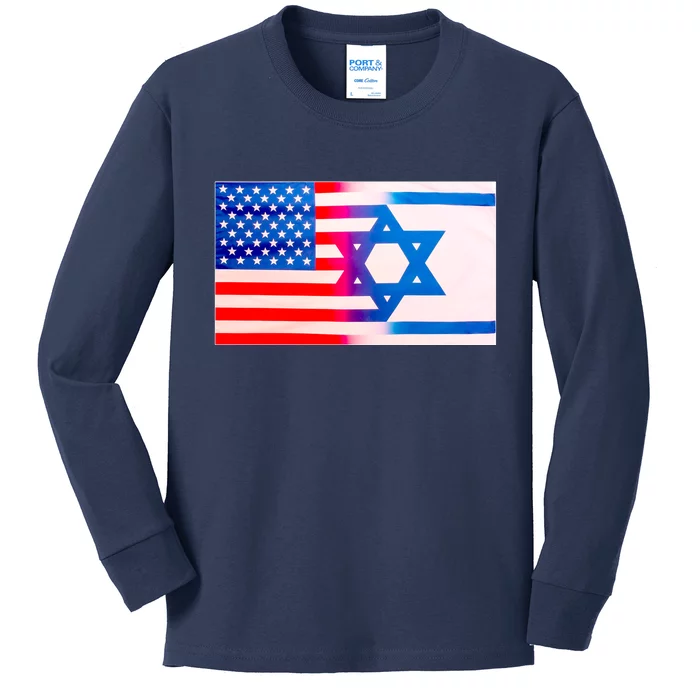 American Israel Flag Kids Long Sleeve Shirt