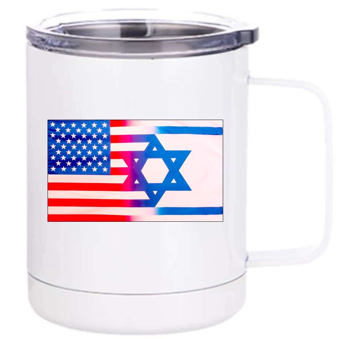 American Israel Flag Front & Back 12oz Stainless Steel Tumbler Cup