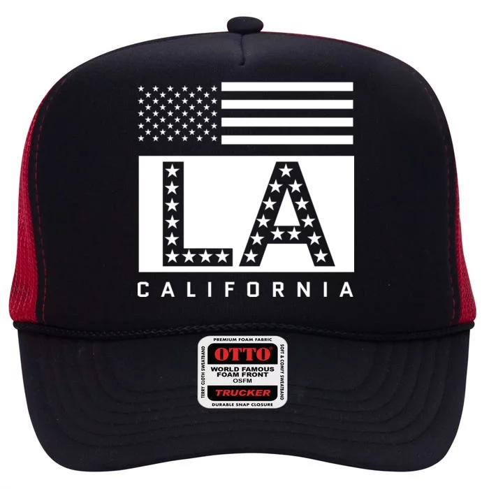 American LA California State Flag High Crown Mesh Trucker Hat