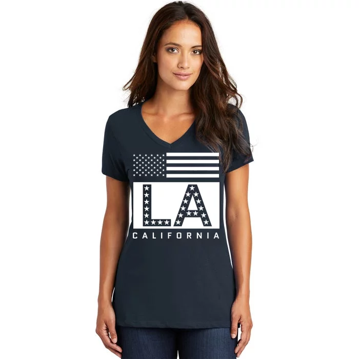 American LA California State Flag Women's V-Neck T-Shirt