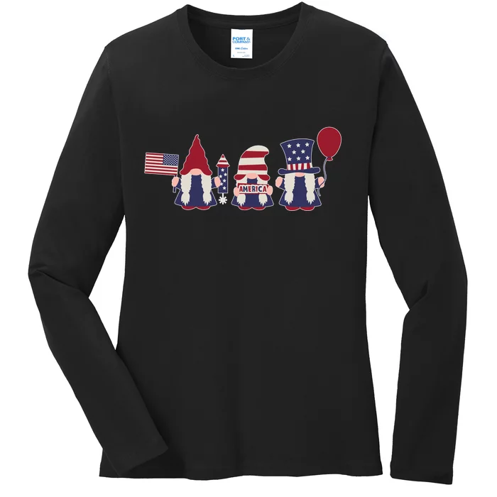 American Lawn Gnomes USA Go America Ladies Long Sleeve Shirt