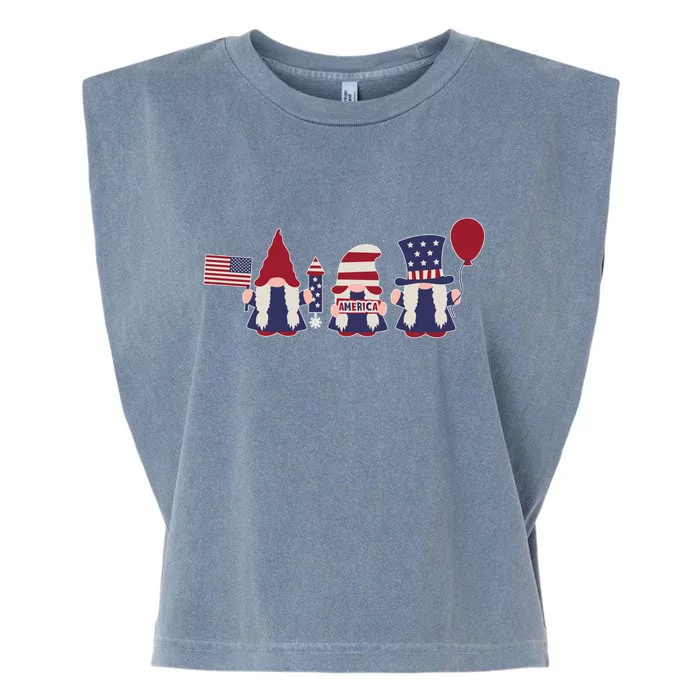 American Lawn Gnomes USA Go America Garment-Dyed Women's Muscle Tee