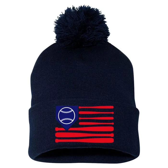 American League Baseball Flag Pom Pom 12in Knit Beanie