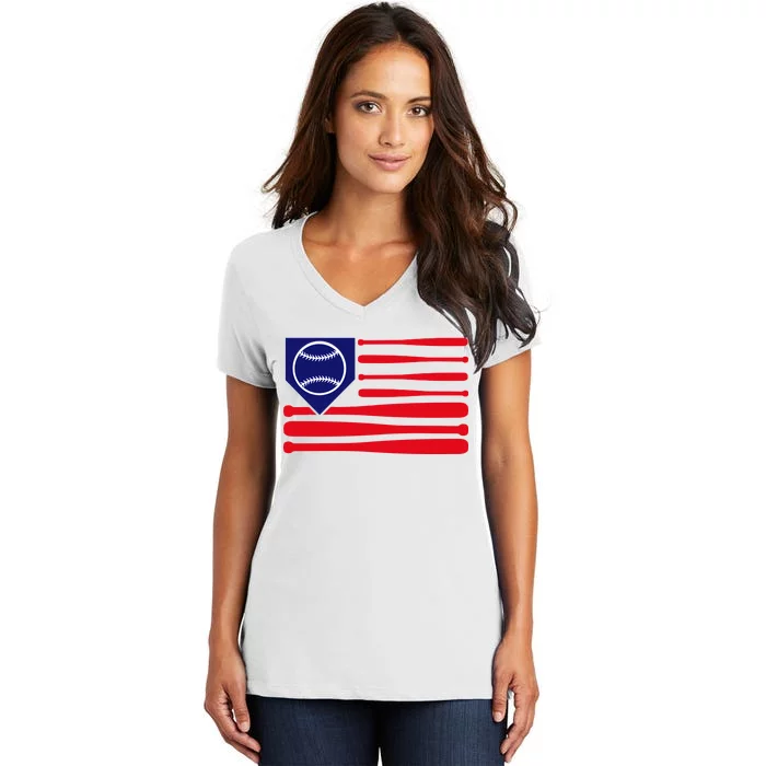 American League Baseball Flag Women's V-Neck T-Shirt