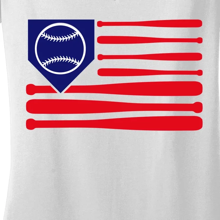 American League Baseball Flag Women's V-Neck T-Shirt