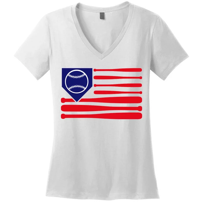 American League Baseball Flag Women's V-Neck T-Shirt