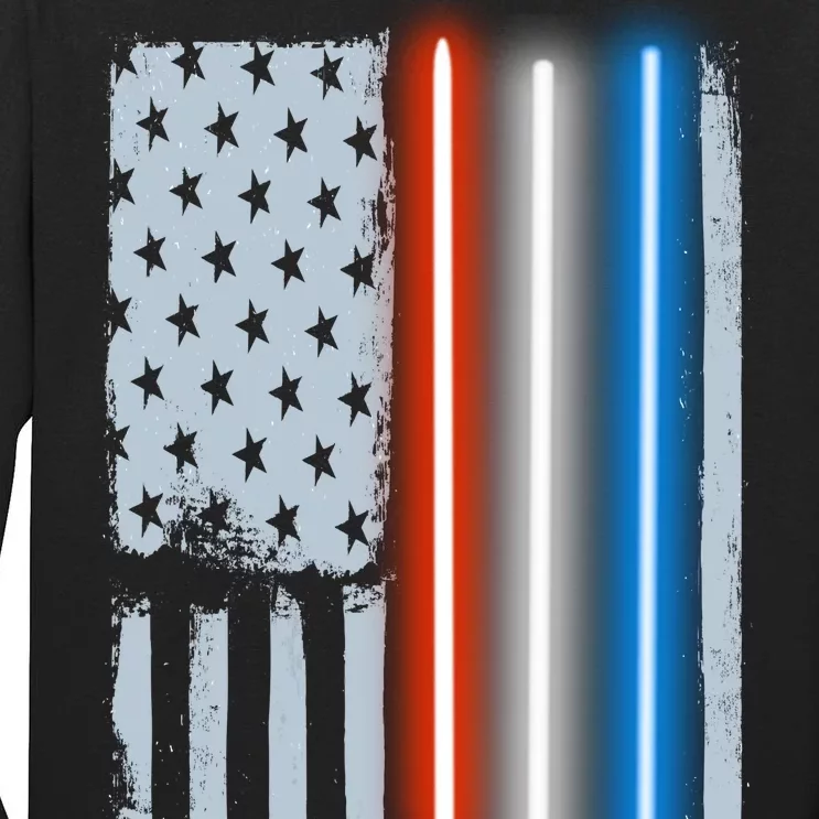 American Lightsaber Flag Tall Long Sleeve T-Shirt