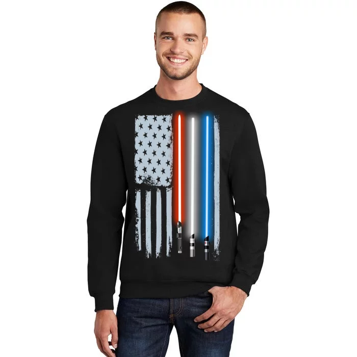 American Lightsaber Flag Tall Sweatshirt