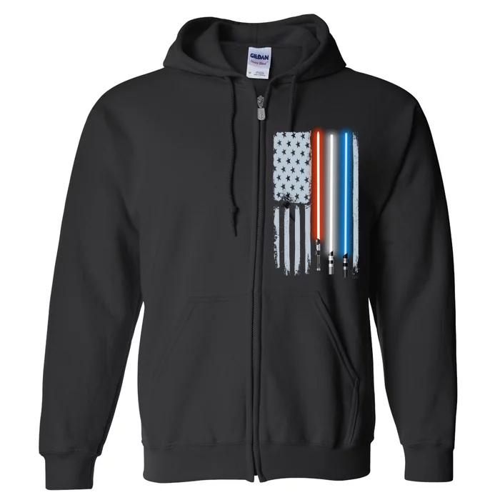 American Lightsaber Flag Full Zip Hoodie