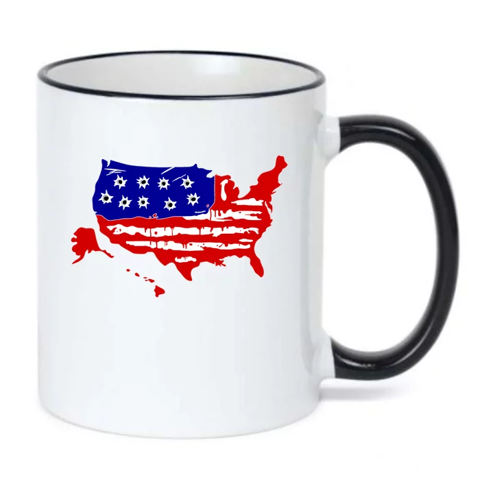 American Map With Bullet Holes 2nd Amendment Black Color Changing Mug