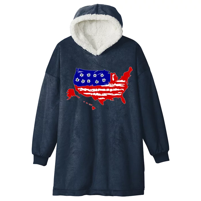 American Map With Bullet Holes 2nd Amendment Hooded Wearable Blanket