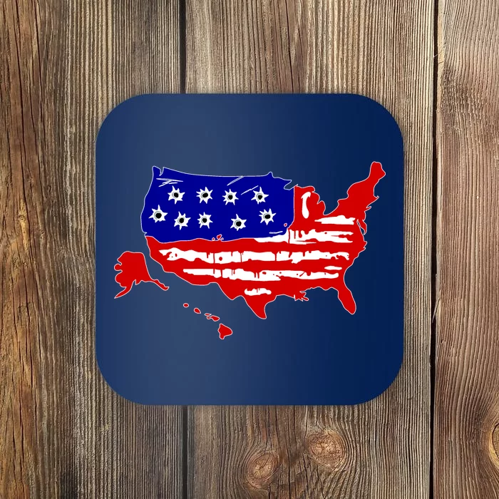 American Map With Bullet Holes 2nd Amendment Coaster