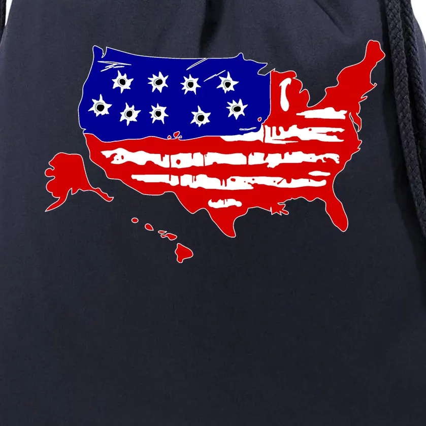 American Map With Bullet Holes 2nd Amendment Drawstring Bag