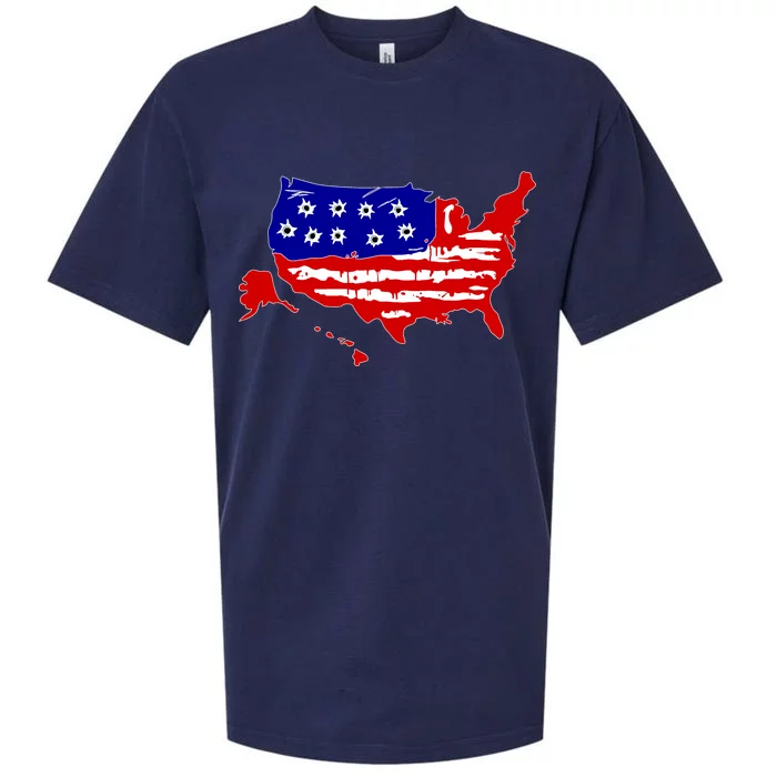 American Map With Bullet Holes 2nd Amendment Sueded Cloud Jersey T-Shirt