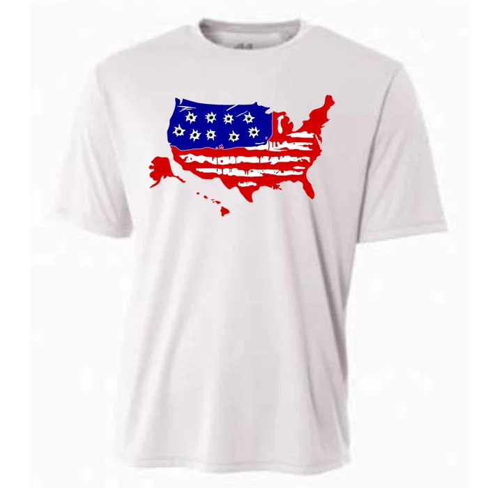 American Map With Bullet Holes 2nd Amendment Cooling Performance Crew T-Shirt