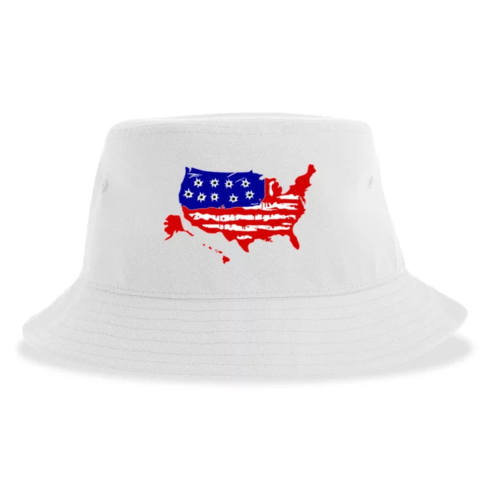 American Map With Bullet Holes 2nd Amendment Sustainable Bucket Hat