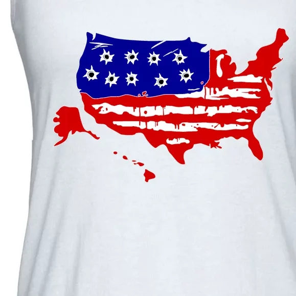 American Map With Bullet Holes 2nd Amendment Ladies Essential Flowy Tank