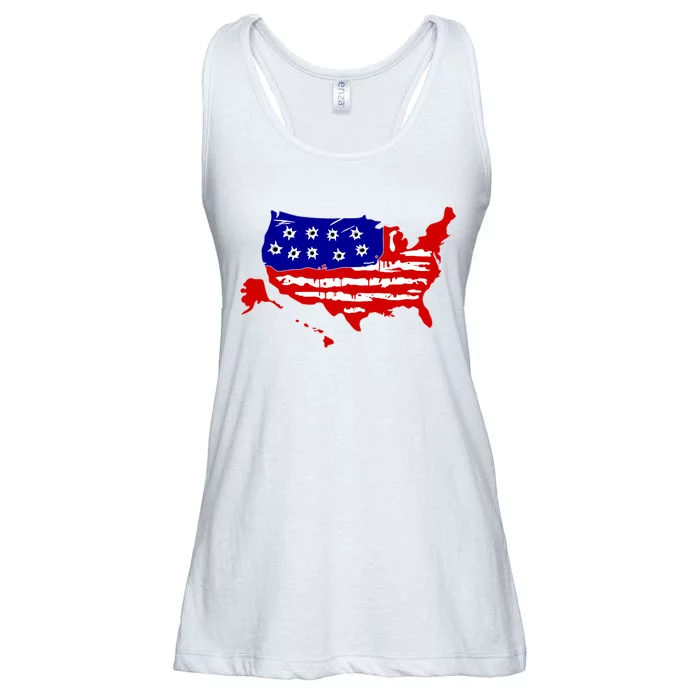 American Map With Bullet Holes 2nd Amendment Ladies Essential Flowy Tank