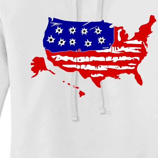 American Map With Bullet Holes 2nd Amendment Women's Pullover Hoodie