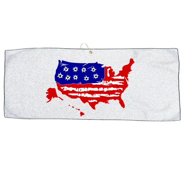 American Map With Bullet Holes 2nd Amendment Large Microfiber Waffle Golf Towel