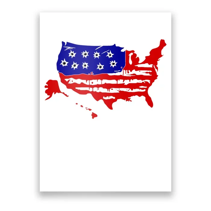 American Map With Bullet Holes 2nd Amendment Poster