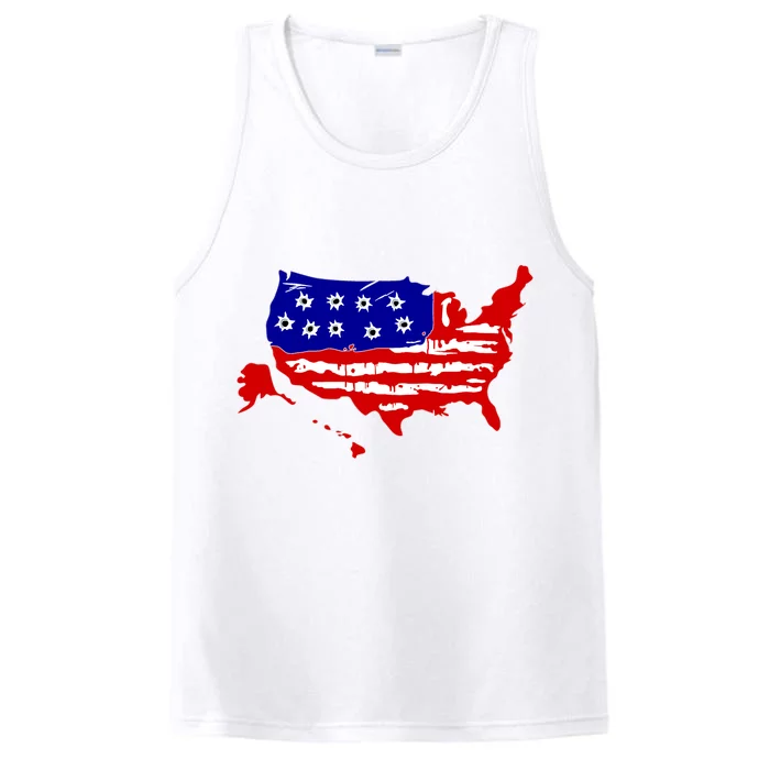 American Map With Bullet Holes 2nd Amendment Performance Tank