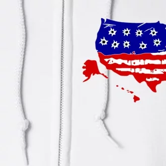 American Map With Bullet Holes 2nd Amendment Full Zip Hoodie