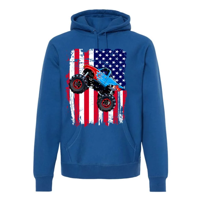 American Monster Truck Flag Premium Hoodie