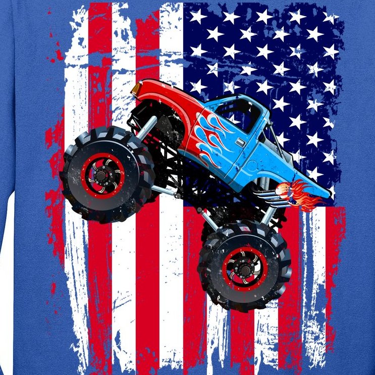 American Monster Truck Flag Tall Long Sleeve T-Shirt