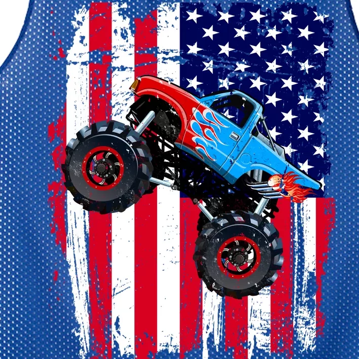 American Monster Truck Flag Mesh Reversible Basketball Jersey Tank