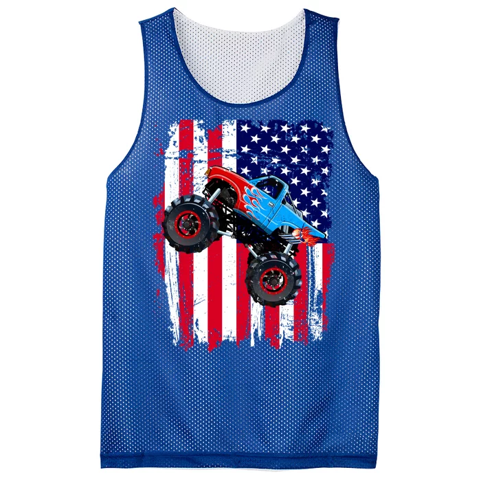 American Monster Truck Flag Mesh Reversible Basketball Jersey Tank