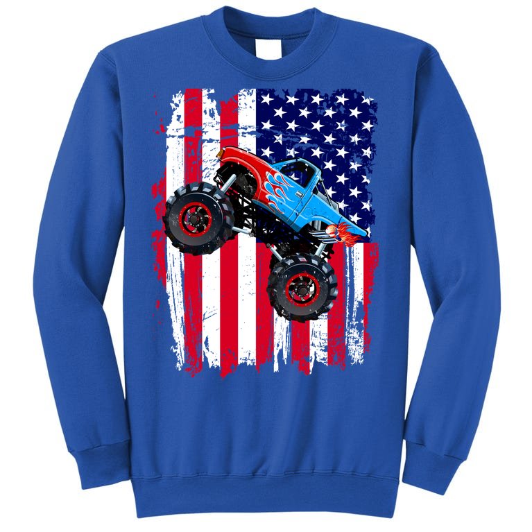 American Monster Truck Flag Tall Sweatshirt