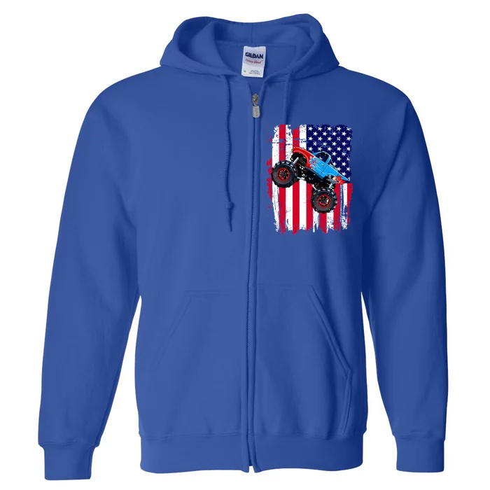 American Monster Truck Flag Full Zip Hoodie