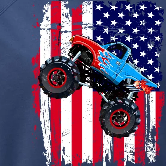 American Monster Truck Flag Performance Fleece Hoodie