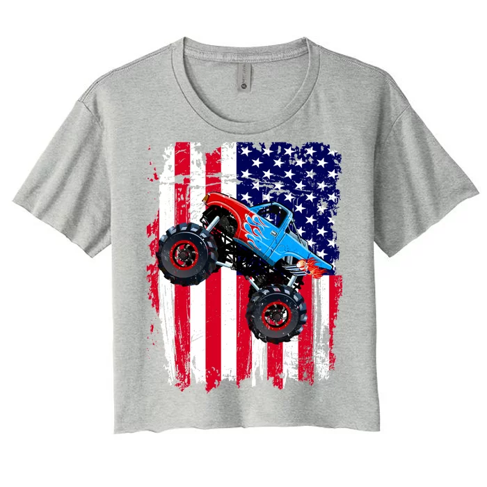 American Monster Truck Flag Women's Crop Top Tee