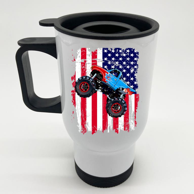 American Monster Truck Flag Stainless Steel Travel Mug
