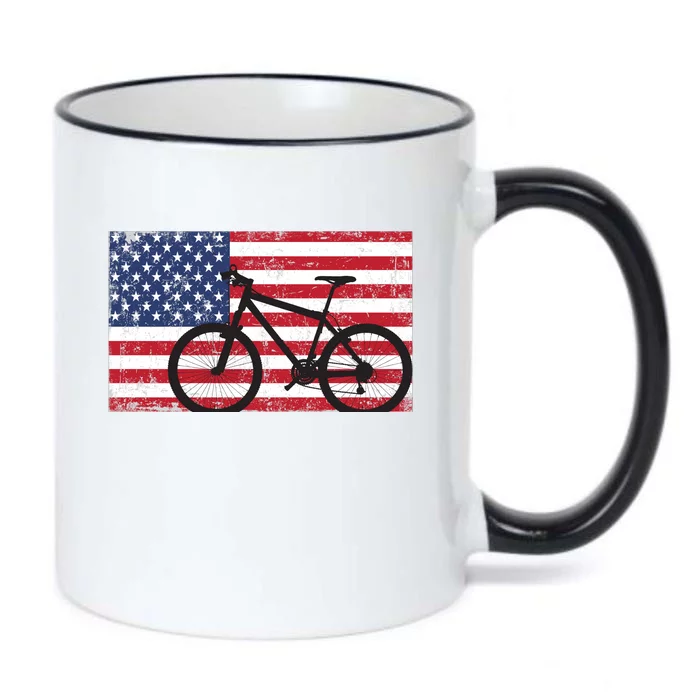 American Mountain Bike USA Flag Black Color Changing Mug