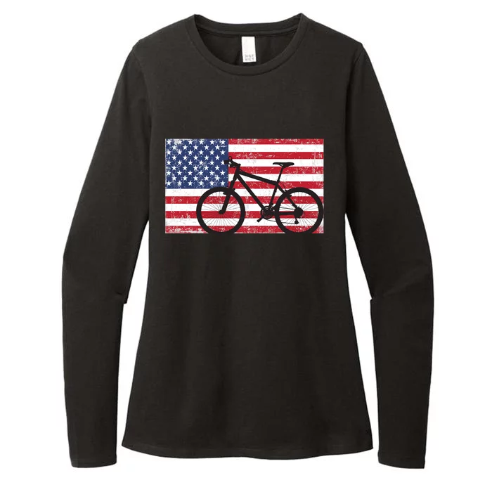 American Mountain Bike USA Flag Womens CVC Long Sleeve Shirt