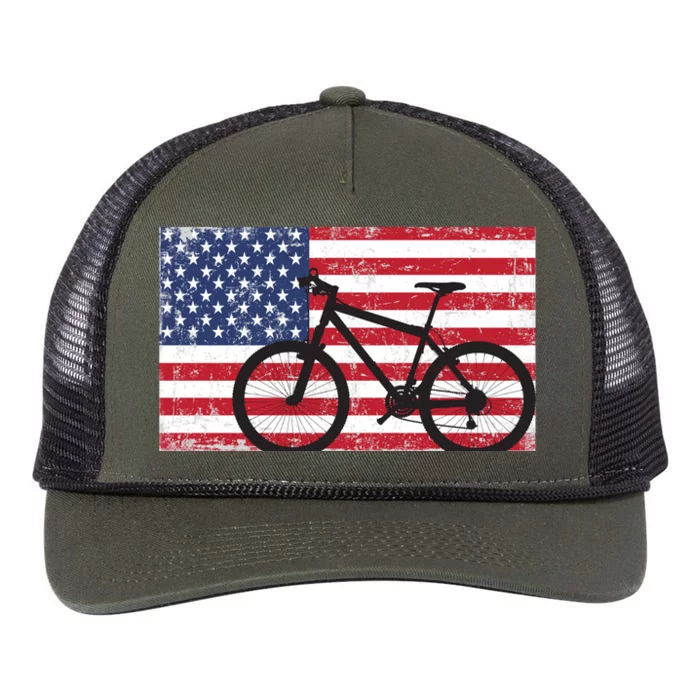 American Mountain Bike USA Flag Retro Rope Trucker Hat Cap