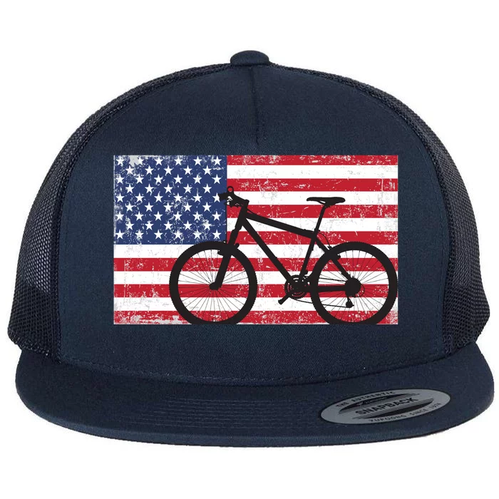 American Mountain Bike USA Flag Flat Bill Trucker Hat