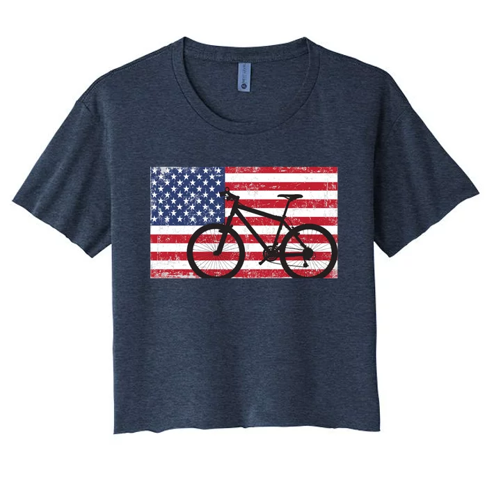 American Mountain Bike USA Flag Women's Crop Top Tee